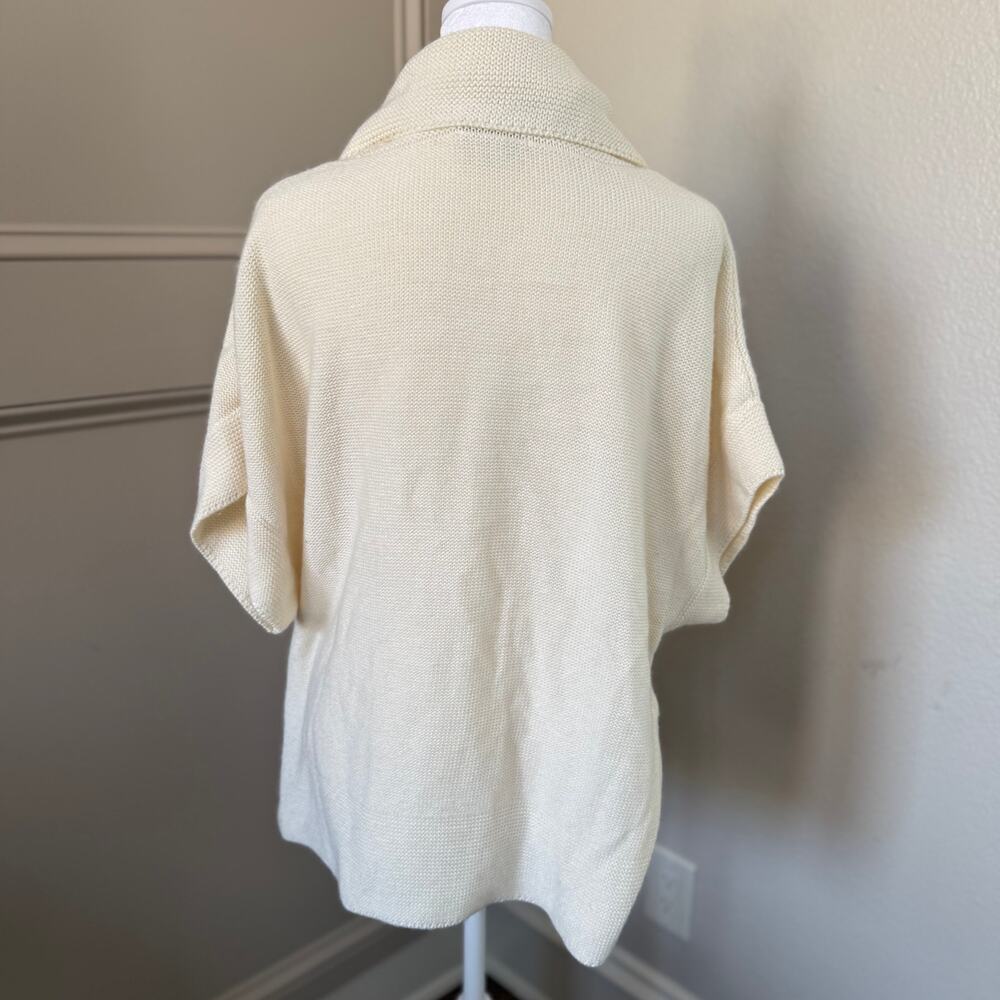 Coldwater Creek Ivory Short Sleeve Cowl Neck Sweater Womens L (14-16) Wool Blend - Picture 3 of 5